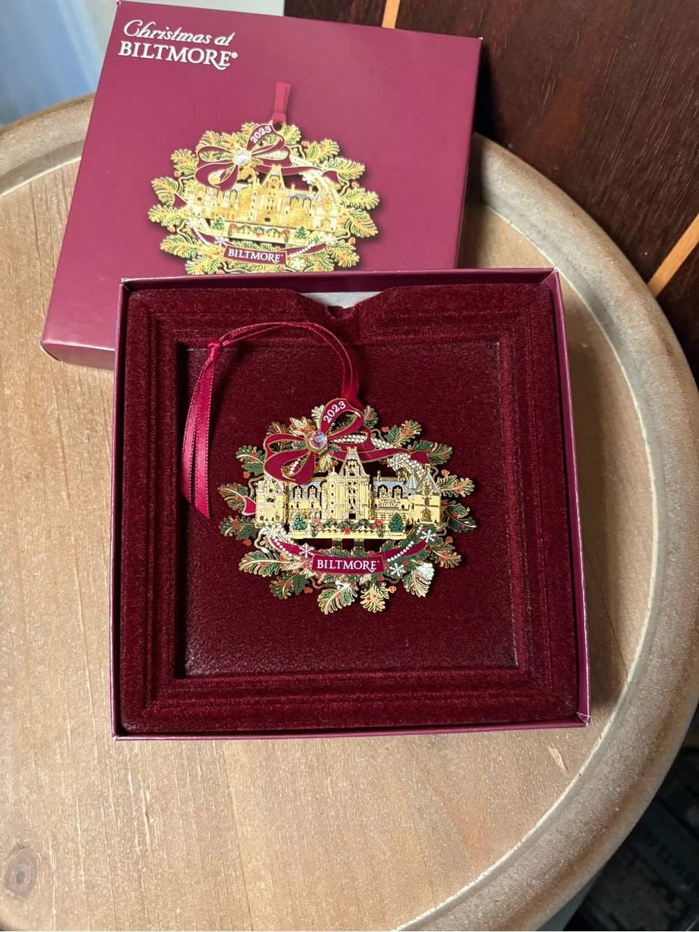 Christmas at Biltmore 2023 Limited Edition Ornament, Burgundy/Gold, Original Box
